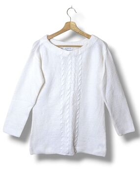 Liz Claiborne White Cable Knit Tunic Sweater Size S NWT